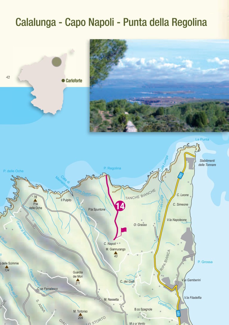 Itinerario trekking 14 - Calalunga - Capo Napoli - Punta della Regolina ( Isola di San Pietro - Sardegna )